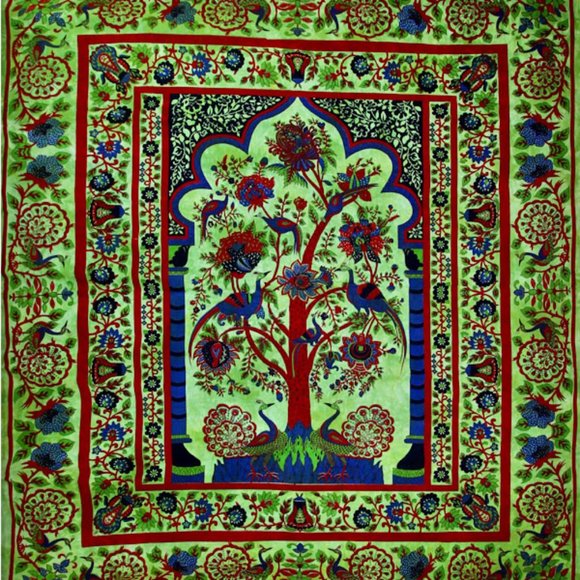 Tree of Life Wall Art Tapestry with Peacock Decor - Picture 3 of 3
